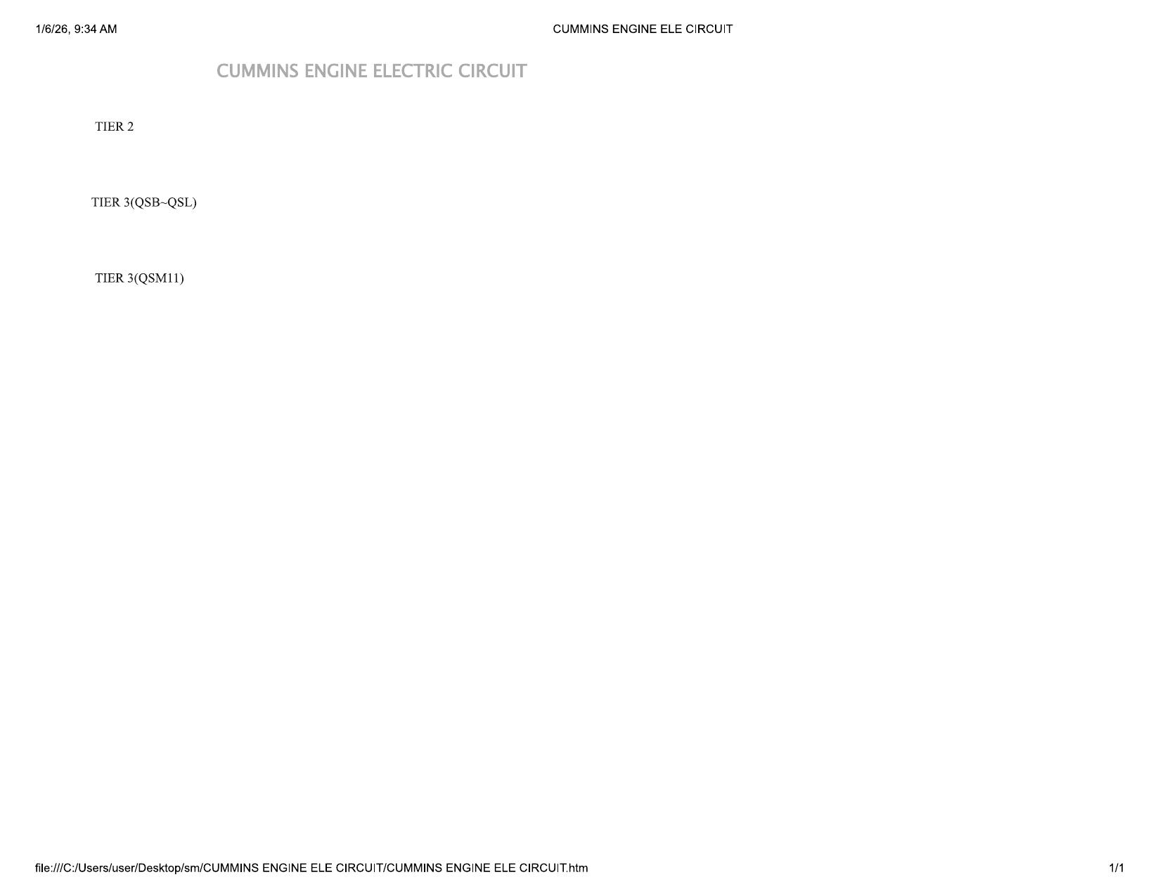 CUMMINS ENGINE ELECTRICAL CIRCUIT  TIER 2 TIER 3(QSB~QSL)  TIER 3(QSM11)